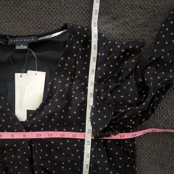 Sanctuary Spice of Life mini polka-dot ruffled long sleeve blouse size small - Picture 6 of 6